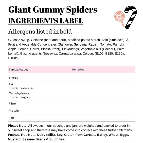 Giant Gummy Spiders