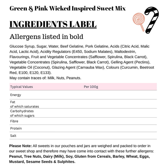 Green & Pink Wicked Inspired Sweets Mix