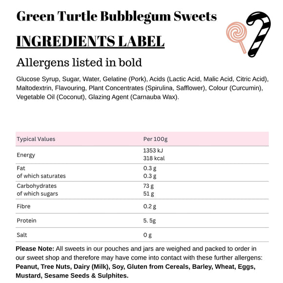 Green Turtle Bubblegum Sweets