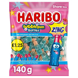 Haribo Fizzy Bubblegum Bottles Bags 140g PMP
