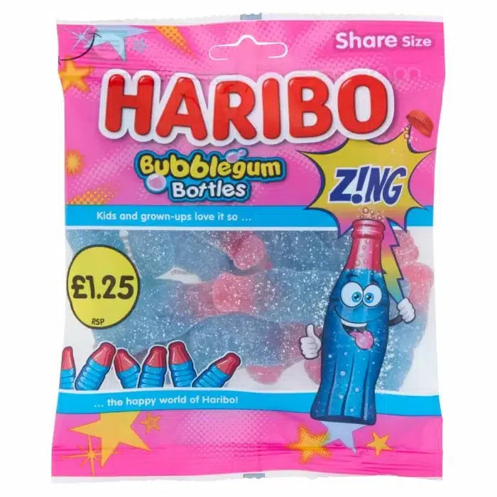 Haribo Fizzy Bubblegum Bottles Bags 160g