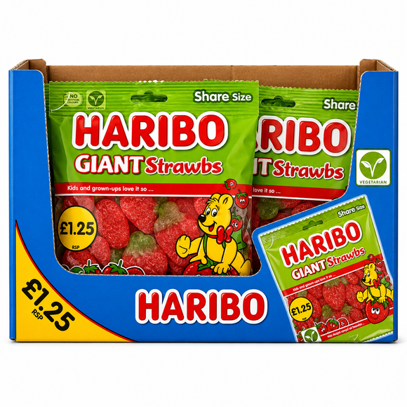 Haribo Giant Strawbs Bags 140g PMP