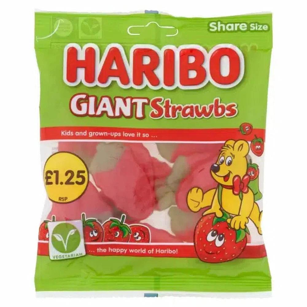 Haribo Giant Strawbs Bags 140g - Giant Bradley's Online Sweet Shop
