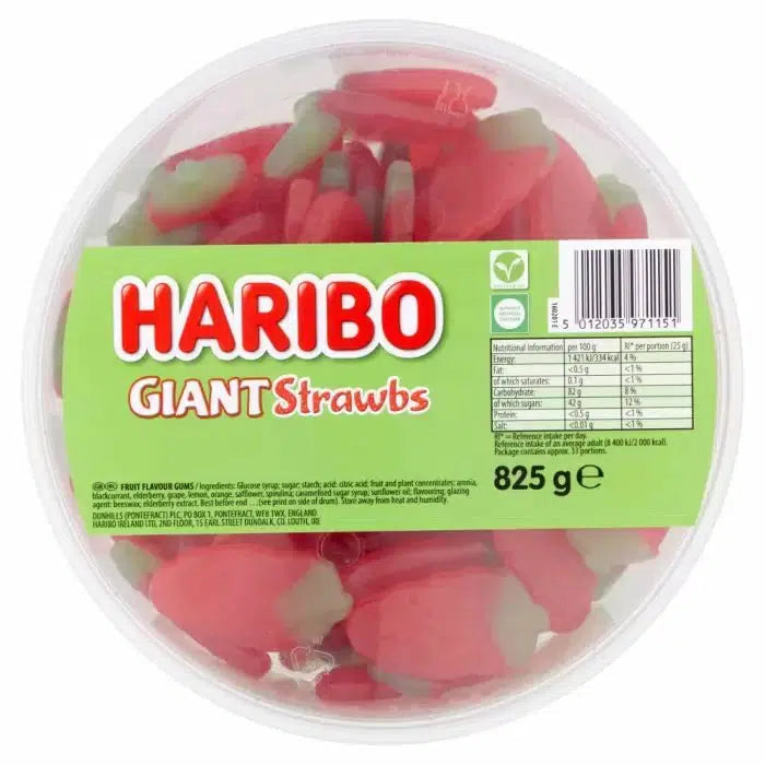 Haribo Giant Strawbs Tub 825g