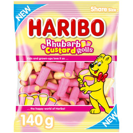 Haribo Rhubarb & Custard Rolls 140g PMP