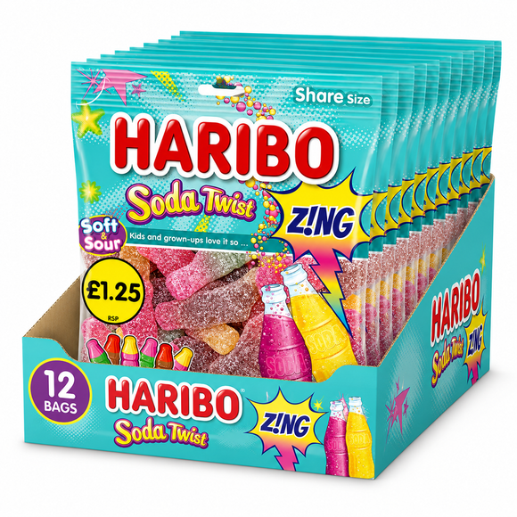 Haribo Soft & Sour Soda Twist Z!ng Bag 140g PMP