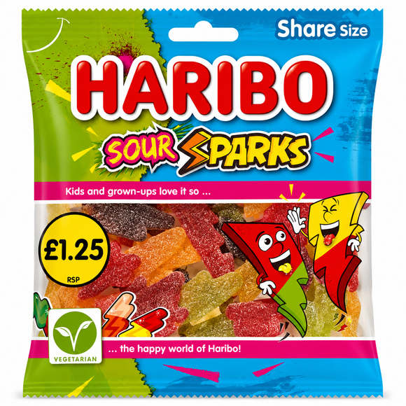 Haribo Sour Sparks Bag 140g PMP