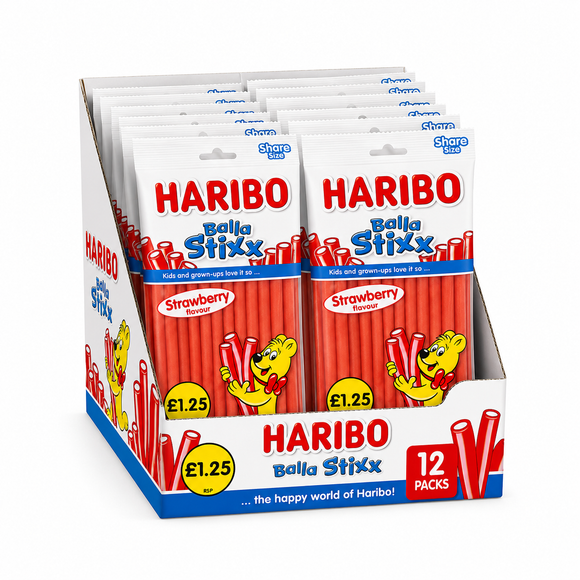 Haribo Strawberry Balla Stixx Bags 140g PMP