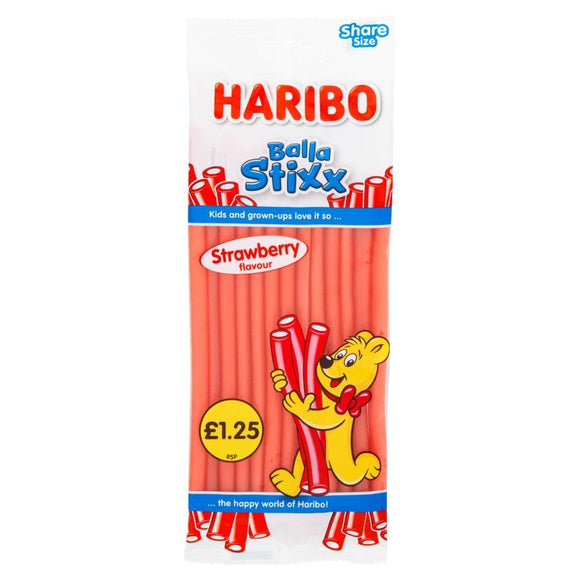 Haribo Strawberry Balla Stixx Bags 140g PMP