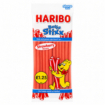 Haribo Strawberry Balla Stixx Bags 140g PMP