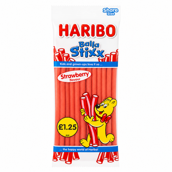 Haribo Strawberry Balla Stixx Bags 140g PMP