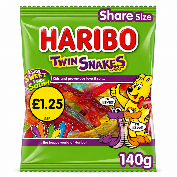 Haribo Twin Snakes Bag 140g PMP