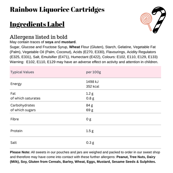 Rainbow Liquorice Cartridges