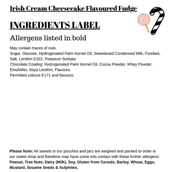 Irish Cream Cheesecake Flavoured Fudge