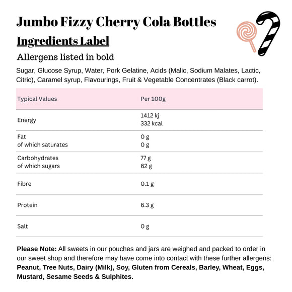 Jumbo Fizzy Cherry Cola Bottles