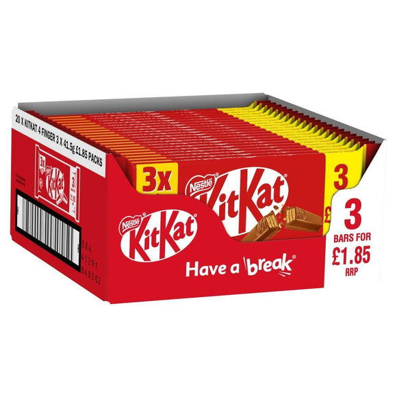 Kit Kat 4 Finger Milk Chocolate Bar 3 Pack 124g PMP
