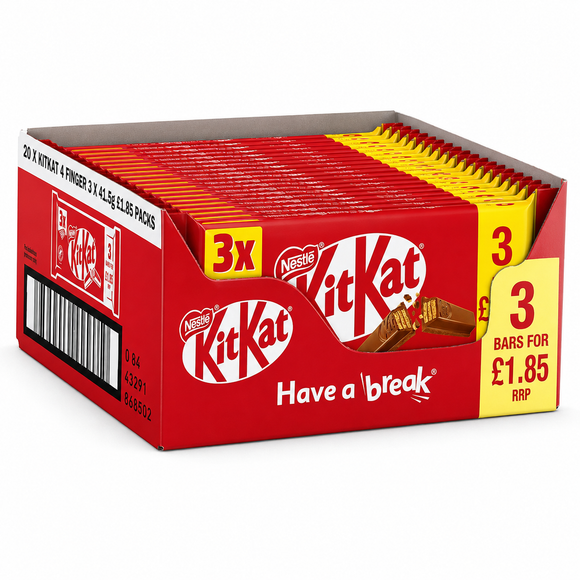 Kit Kat 4 Finger Milk Chocolate Bar 3 Pack 124g PMP