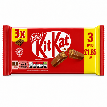 Kit Kat 4 Finger Milk Chocolate Bar 3 Pack 124g PMP