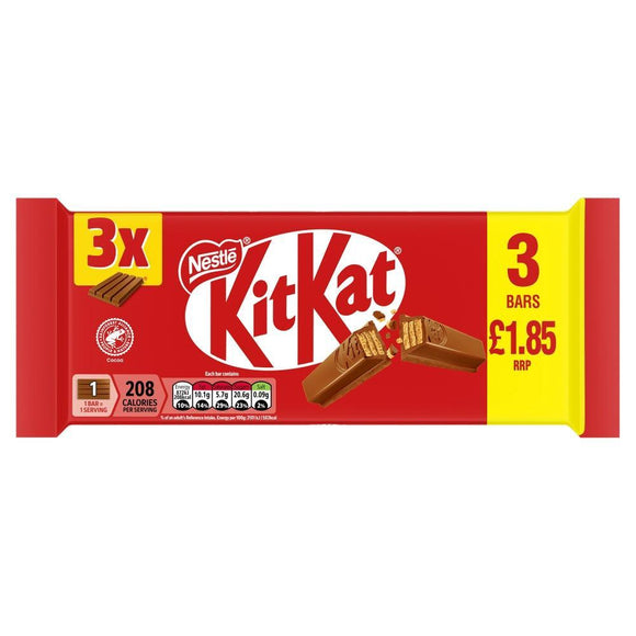 Kit Kat 4 Finger Milk Chocolate Bar 3 Pack 124g PMP
