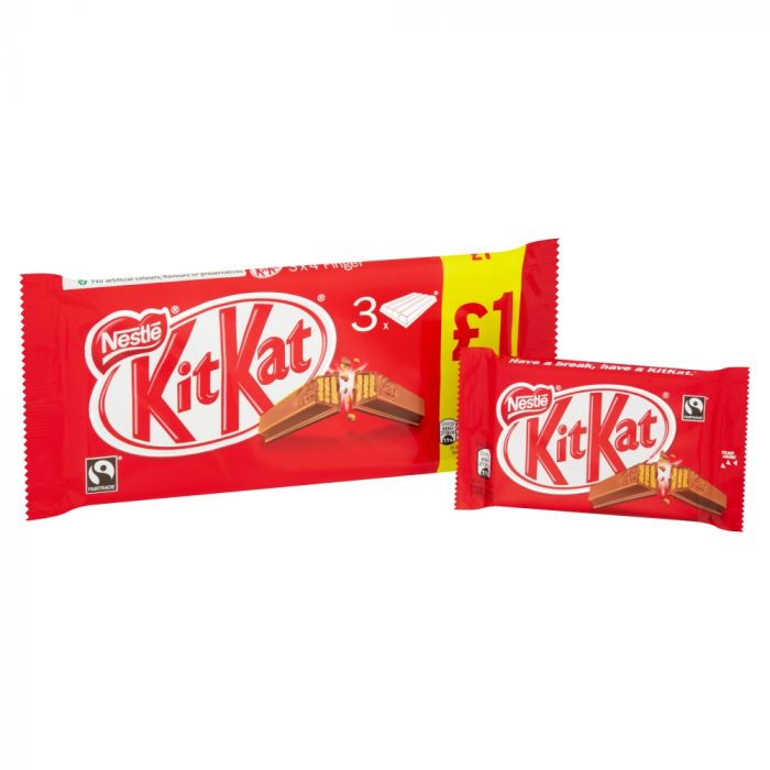 Kit Kat 4 Finger Milk Chocolate Bar 3 Pack 124g