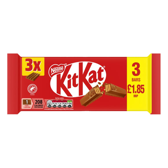 Kit Kat 4 Finger Milk Chocolate Bar 3 Pack 124g
