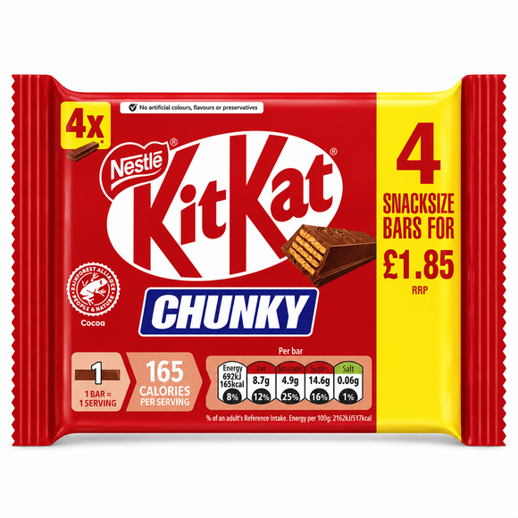 Kit Kat Chunky Milk Chocolate Bar 4 Pack 128g PMP