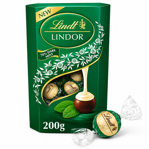 Lindt Lindor Dark Mint Chocolate Truffles Box 200g