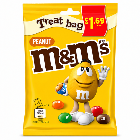 M&M's Peanut Chocolate Treat Bags 82g PMP