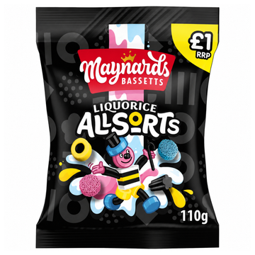 Maynards Bassetts Liquorice Allsorts Sweets Bag 110g PMP
