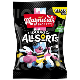 Maynards Bassetts Liquorice Allsorts Sweets Bag 130g PMP