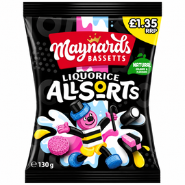 Maynards Bassetts Liquorice Allsorts Sweets Bag 130g PMP