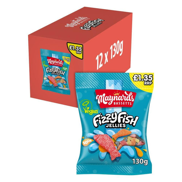 Maynards Bassetts Soft Jellies Fizzy Fish Sweets Bag 130g PMP