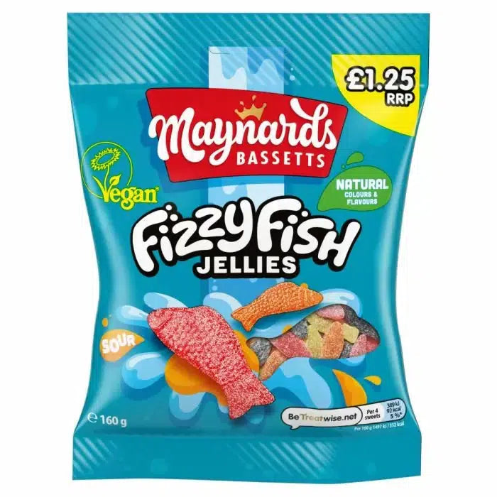 Maynards Bassetts Soft Jellies Fizzy Fish Sweets Bag 130g