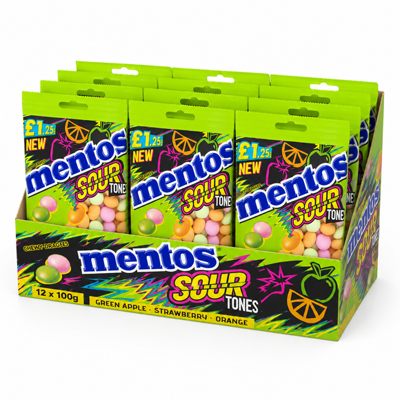 Mentos Sour Tones Chewy Dragees Bag 135g PMP