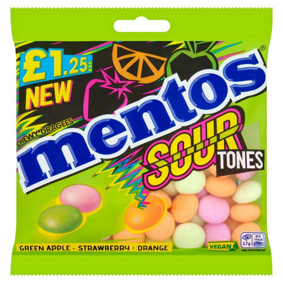 Mentos Sour Tones Chewy Dragees Bag 135g PMP