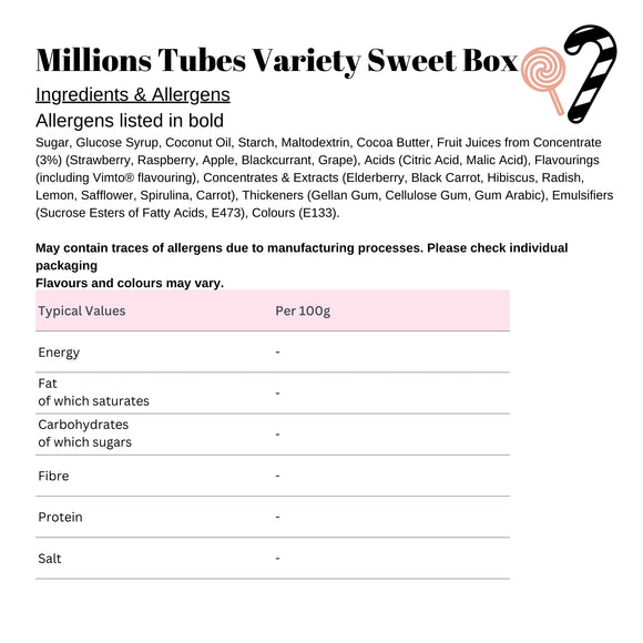 Millions Tubes Variety Sweet Box