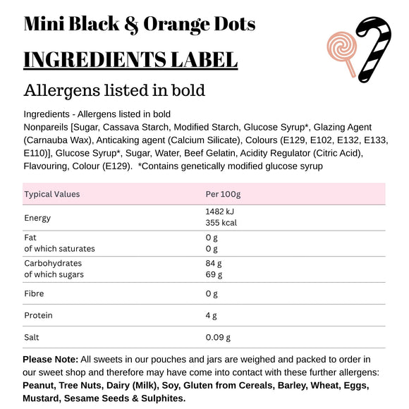 Mini Black & Orange Dots