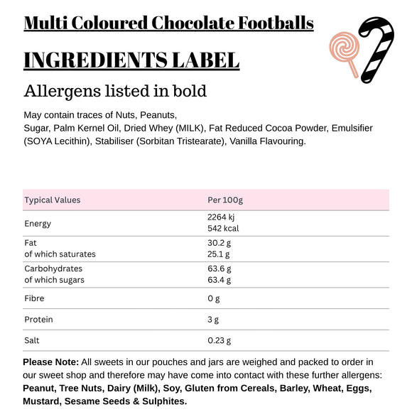 Multi Coloured Chocolate Footballs