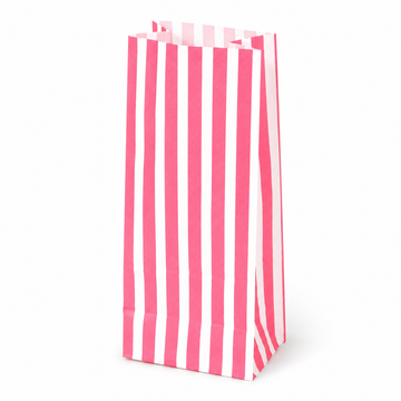 Pink Stripe Paper Bags x 100
