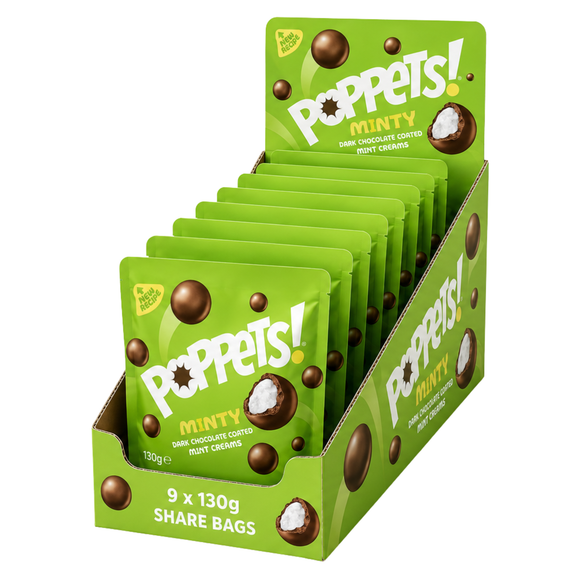 Poppets Dark Chocolate Coated Mint Creams Pouch 130g