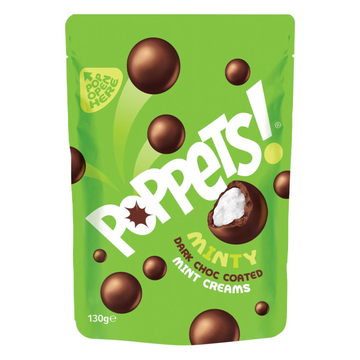 Poppets Dark Chocolate Coated Mint Creams Pouch 130g