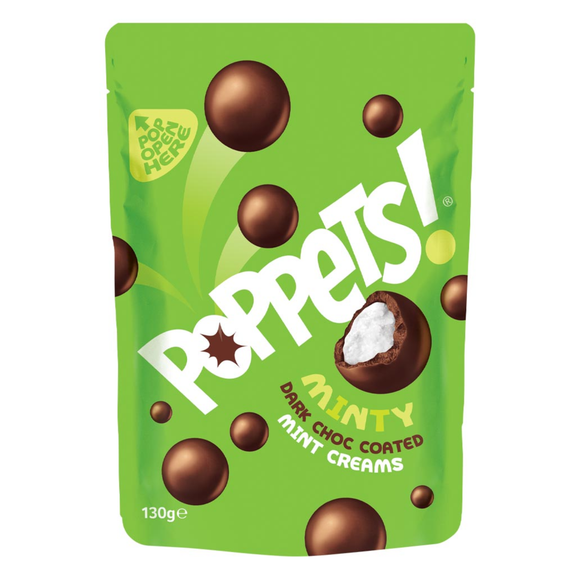 Poppets Dark Chocolate Coated Mint Creams Pouch 130g