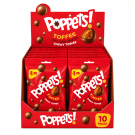 Poppets Milk Chocolate Coated Chewy Toffee Treat Bag 95g PMP