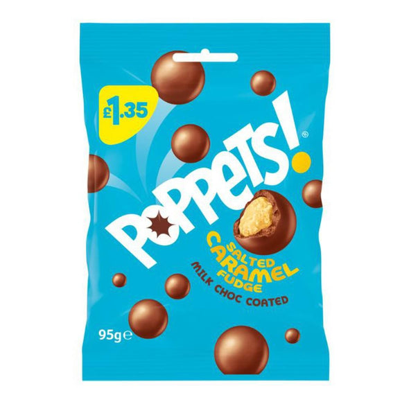 Poppets Milk Chocolate Coated Salted Caramel Fudge Treat Bag 95g