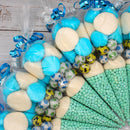 Prefilled Blue and White Football-Inspired Sweet Cone