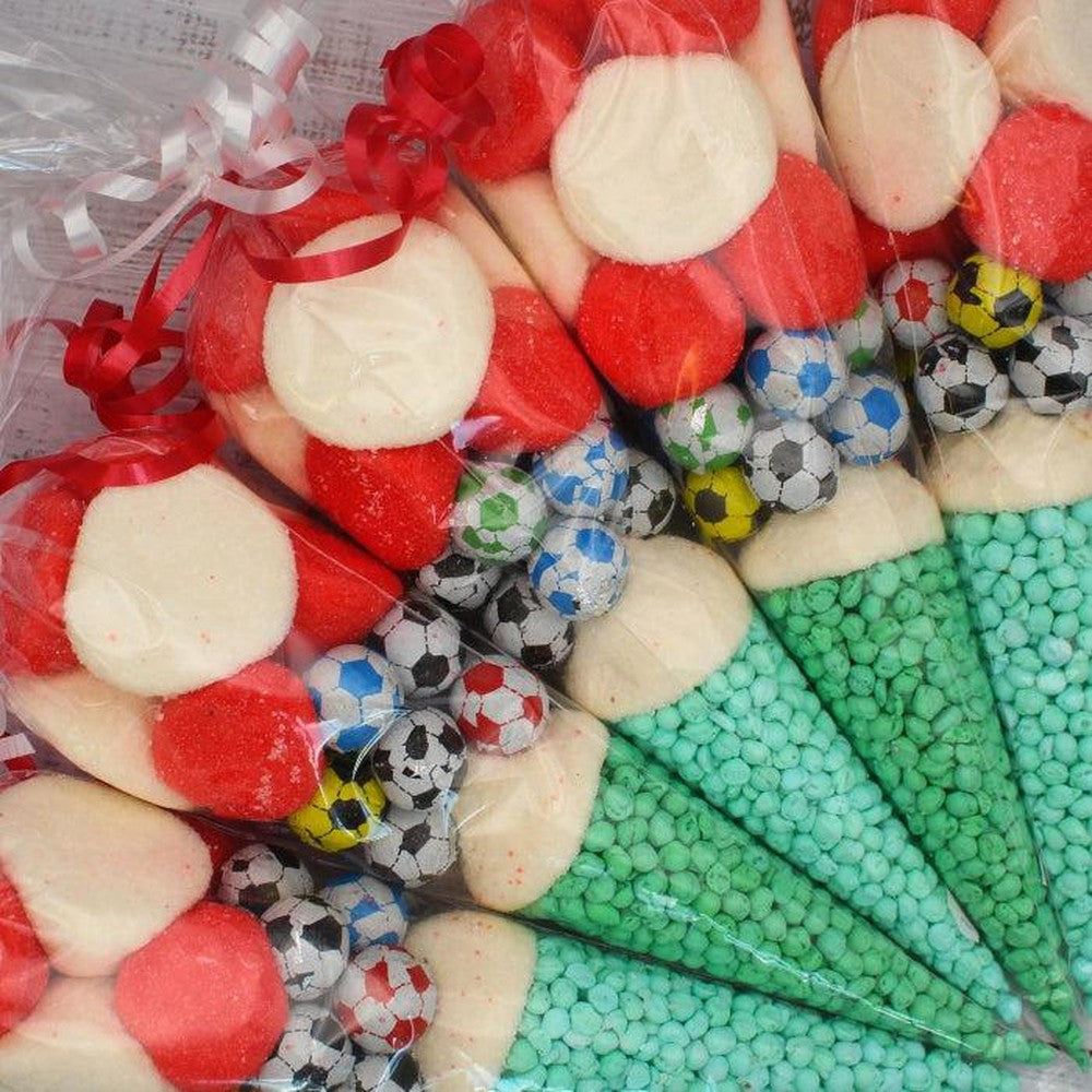 Prefilled Red and White FootballInspired Sweet Cone Giant Bradley's