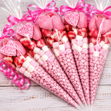 Prefilled Sweet Shop Made Pink Sweet Cone