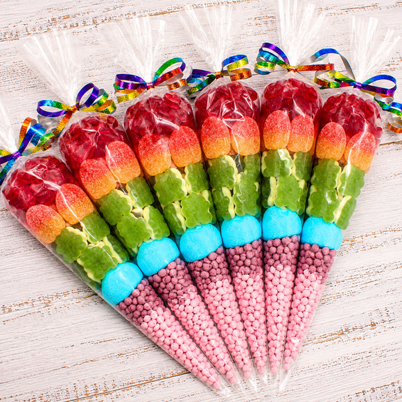 Prefilled Sweet Shop Made Rainbow Sweet Cone x1