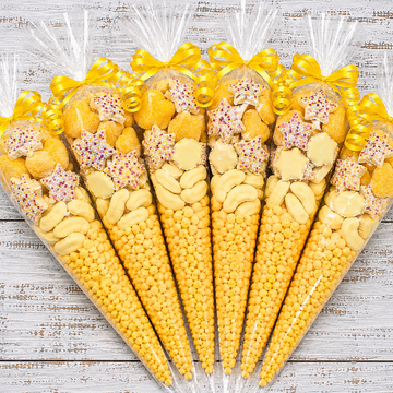Prefilled Sweet Shop Made Yellow Sweet Cone
