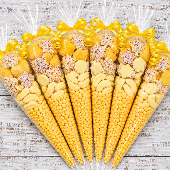 Prefilled Sweet Shop Made Yellow Sweet Cone